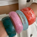 4Pcs/Set Y2K Multi Color Wide Chunky Resin Bangle Bracelet for Women Trendy Ladies Cuff Bracelet Set Accessories Fashion Jewelry