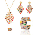 Jachon 2024 New Acrylic Popular Jewelry Set 4 Pieces Ring Bracelet Necklace Earrings Set Fashion Jewelry Set for Women