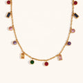 Dingran Christmas Jewelry Colorful Zircon Necklaces Stainless Steel Gold Plated Necklaces for Gift