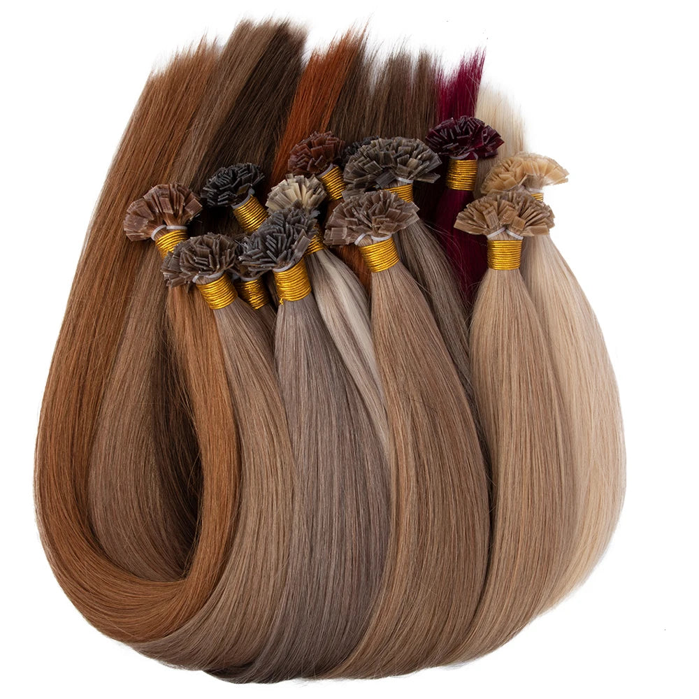 Wholesale K Tips Double Drawn Human Hair Extensions Pre-bonded Keratin Tip Flat Tip Hair