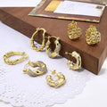 EC1920 Thick 18k Gold Plated Faux Pearl CZ Pave Twisted Rope Hoops Hoop Earrings for Women Ladies