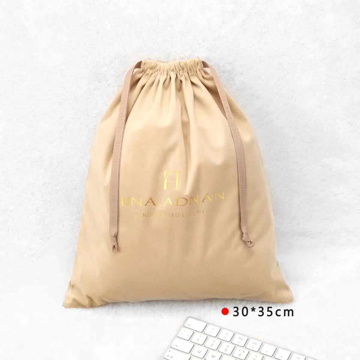 Recyclable Plush Velvet Drawstring Dust Bag for Gift Handbag Luxury Flannel Shoe Clothes Packaging Velvety Pouch
