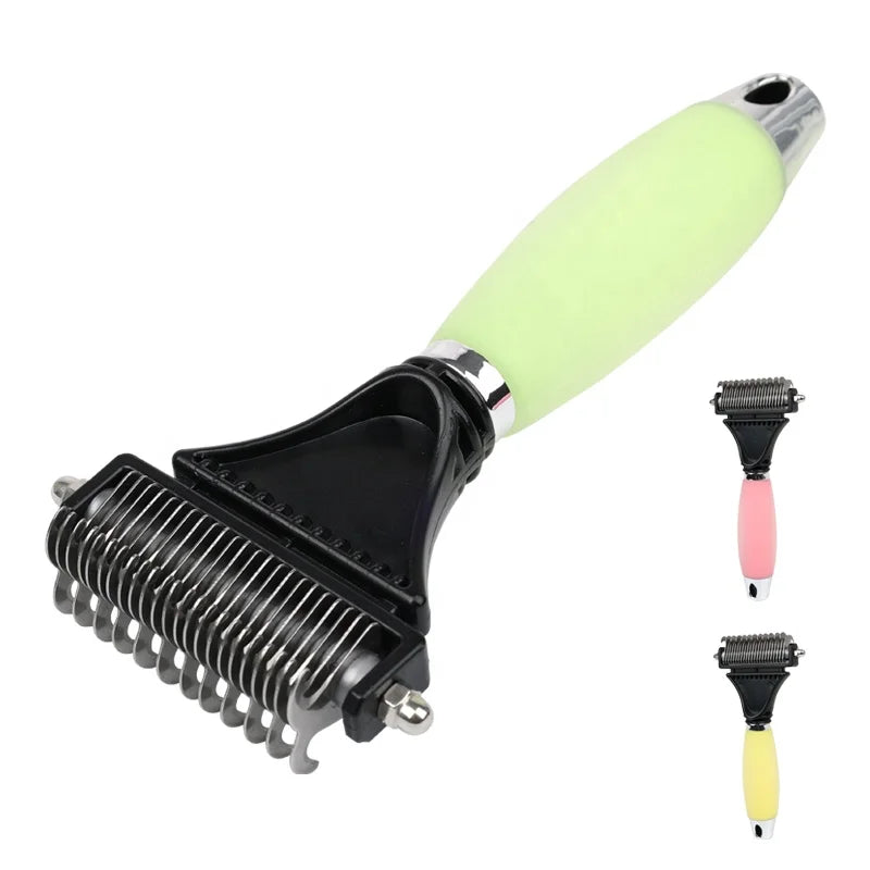 Factory Wholesale Custom Logo Silicone Double Sided Safe Dog Knot Hair Comb Pet Grooming Dematting Brush for Cats