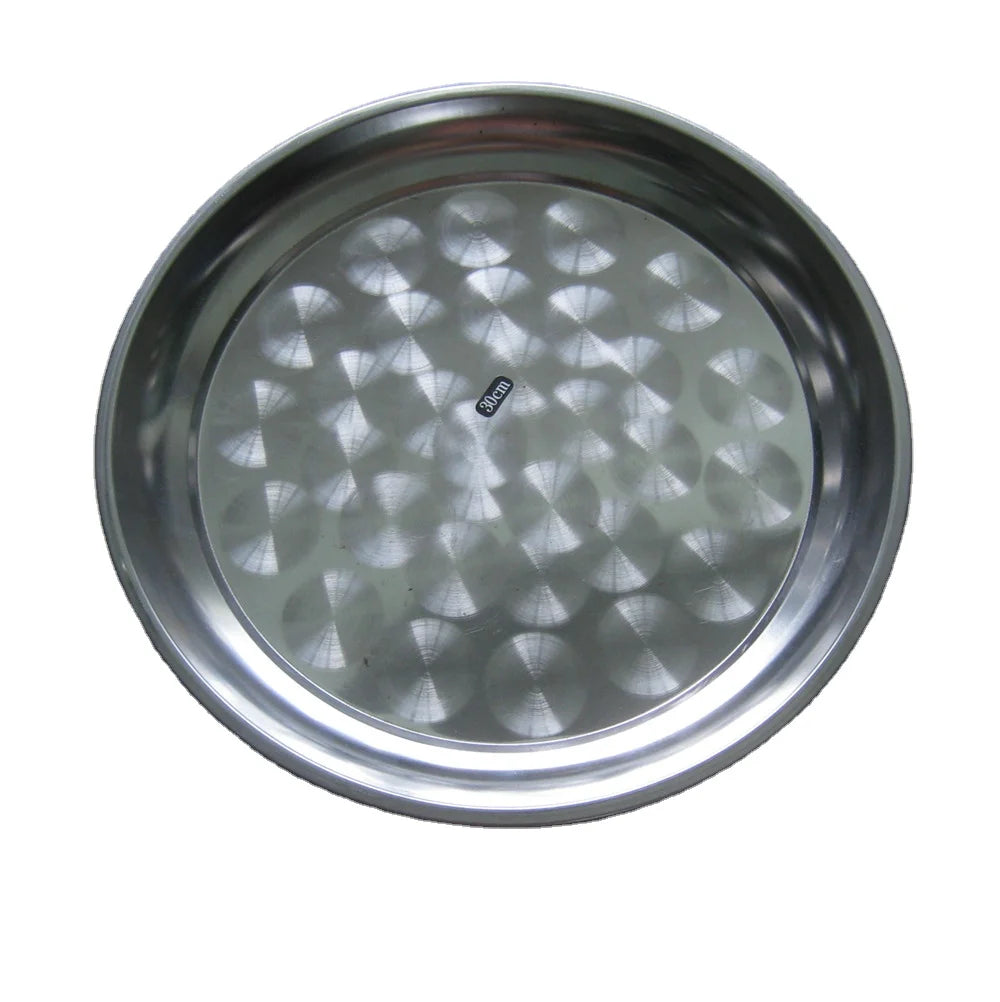 Stainless Steel Eco-Friendly Unbreakable Round Base Plate Dish with Engraving 25cm