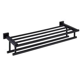 Bathroom Matte Black SUS 304 Stainless Steel Towel Shelf Wall Mount Lavatory Rack Heater Double for Home Hotel for Kitchen Use