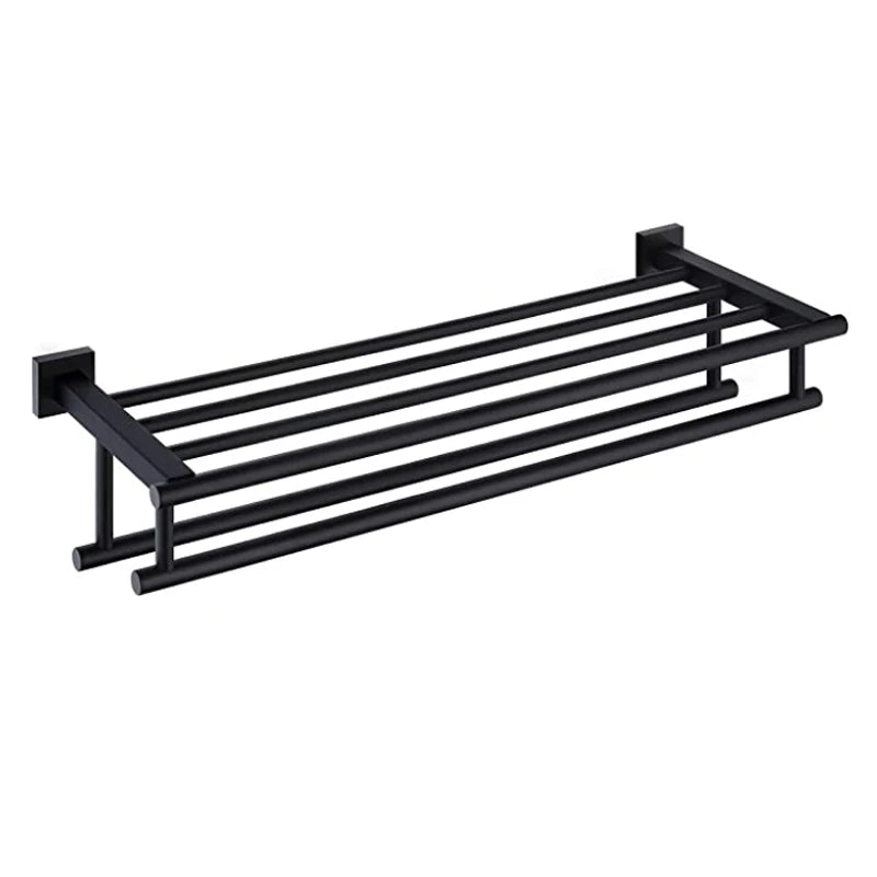Bathroom Matte Black SUS 304 Stainless Steel Towel Shelf Wall Mount Lavatory Rack Heater Double for Home Hotel for Kitchen Use