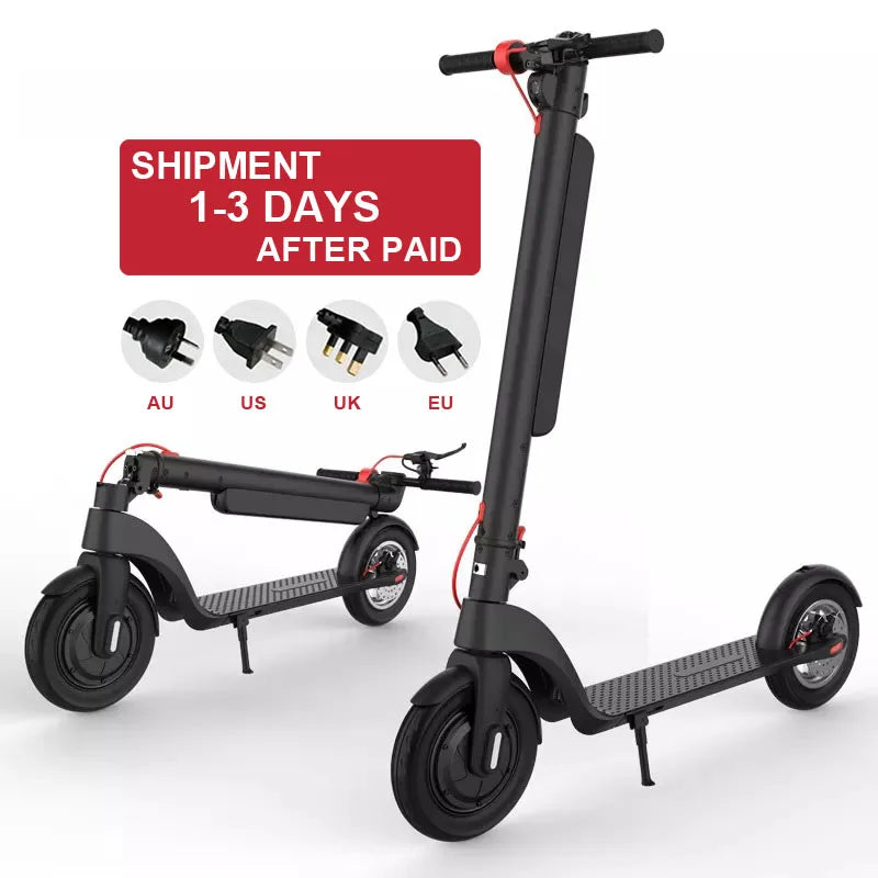 EU USA Aluminum Foldable Electric Scooter 25km/h X8 350W 10" 10Ah Hub Motor Scooter E Skateboard for Adults Pedal Kick Scooter