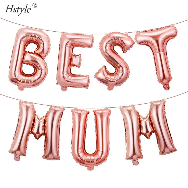 Mothers Day Balloons 16 Inch BEST MUM Foil Balloons Mothers Day Party Balloons for Happy Mothers Decor Party Supplies ST849