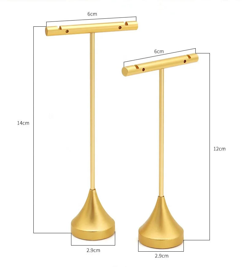Top Quality Gold T bar Metal Jewelry Display Stands Earring Holder Stand Displays for Shop