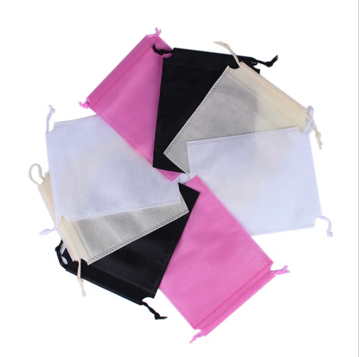 Custom Low Moq Red Fabric Non-woven Bundle Pocket Canvas Drawstring Bag for Shopping