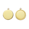 Hot Sale Mirror Polished Stainless Steel Lace Geometric Jewelry Accessories Round Smooth Logo Laser Pendant Charms