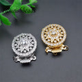 Trendy Jewelry Gold Rhodium Plated Micro Pave Zircon Big Size Round Sunflower Brass Metal Necklace Clasp