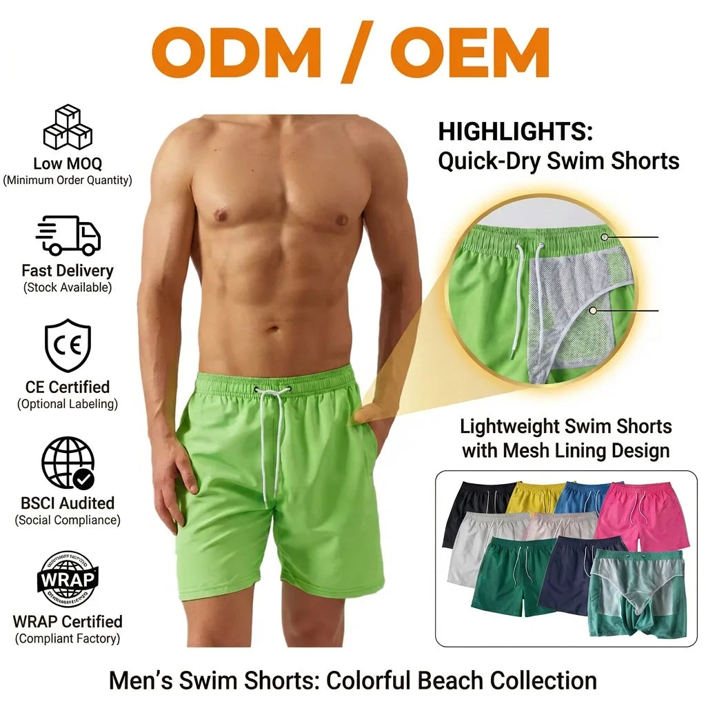 Men's Shorts Summer Custom logo Blank Shorts Pants Quick Dry Internal Mesh Lining Beach Shorts for Men