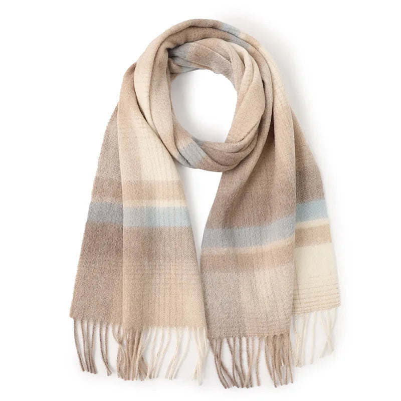 Wholesale New Style  Wool Plaid Scarf Winter Warm Plaid Tassel 100% Wool Winter Scarf