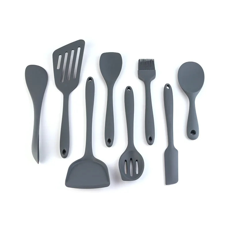 FYGM 9-Piece Set Stylish Hand-Designed Silicone Wood Cooking Utensils Kitchen Utensils PP Home Use Packed Box