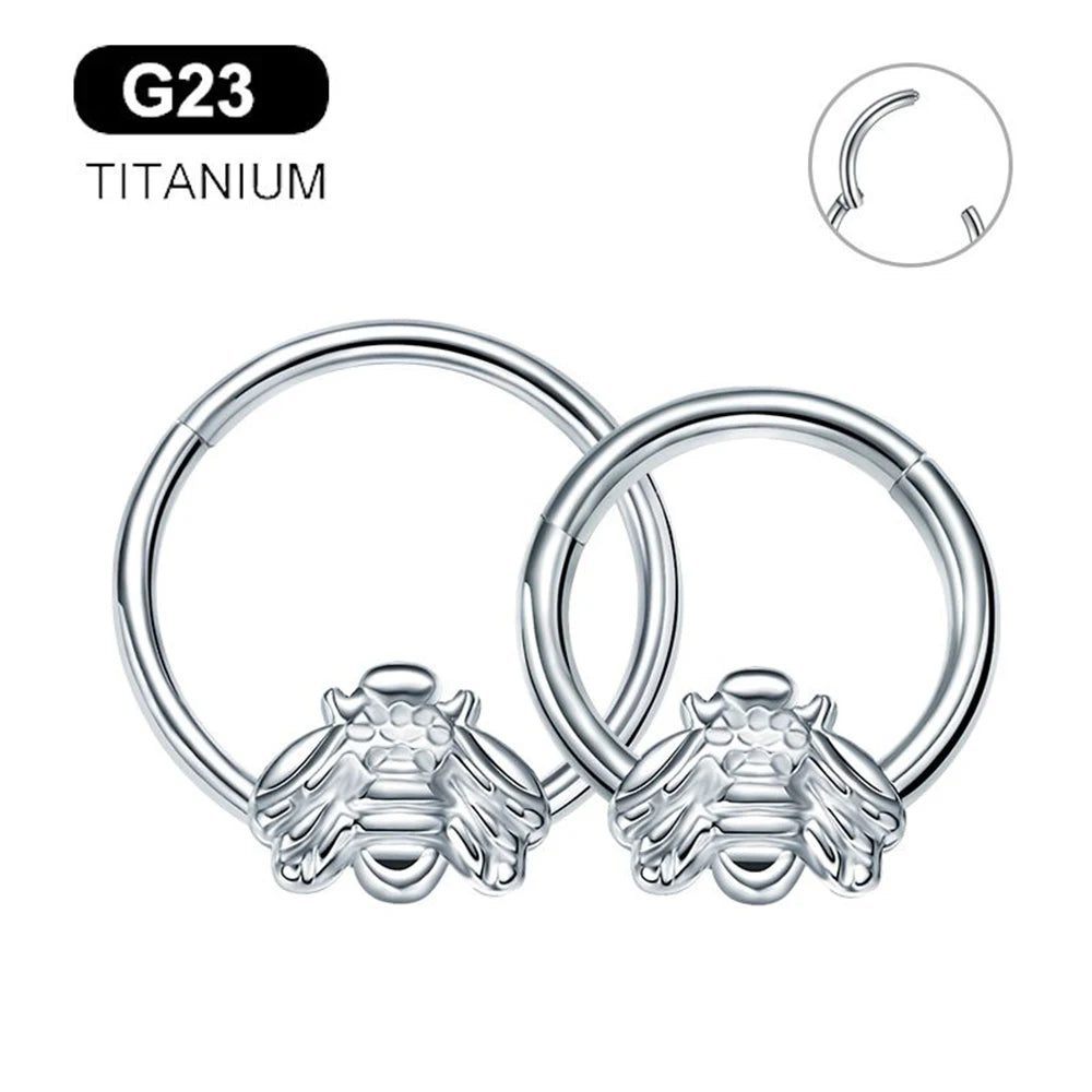 Evorte Trendy Unisex Bee Nose Septum Stud Segment Lip Helix Ring Hoop G23 Titanium Septum Piercing Jewelry Daith Labret Jewelry