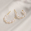Nagosa Exquisite Women 18k Gold Vermeil Jewelry 925 Sterling Silver Freshwater Pearl Stacked Hoops Earrings