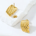 Texture Geometric Square Earrings Stainless Steel Geometric Irregular Fashion Jewelry Minimalist Geometric Banana Stud Earring