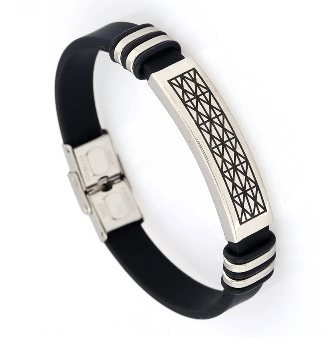GJB154 Wholesale Etsy & Ebay Black Stainless Steel Bangle Silicone Bracelets Wristband Wrap Fine Bangle