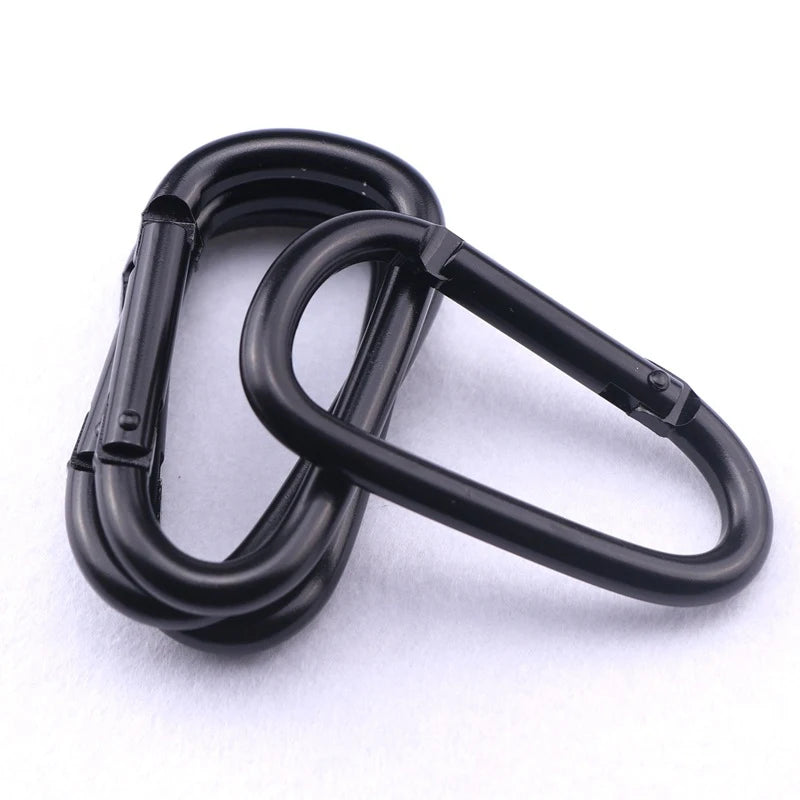 8cm Black Aluminum Snap Hook Electrophoresis D Ring Carabiner Keychain