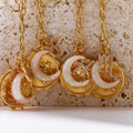 Twelve Zodiac Signs Runes New Moon Opal Pendant Necklace Retro Non Fading Zodiac Necklace Collar Girasol Opal Jewelry
