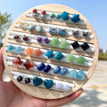 Hot Sales Women's Polished Healing Stones Earrings Natural Amethyst Larimar Rose Quartz Crystal Heart Moon Star for Gifts
