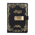 A5 Vintage PU Leather Hard Cover Lock Diary Notebook with Coded Lock 3D Password Design Notebook