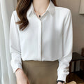 Professional Solid Shirt New Spring Autumn Korean Style Blouse Turn Down Collar Long Sleeve Elegant Casual Office Shirt 8593#