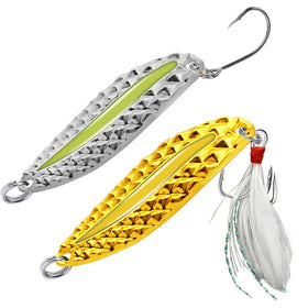 WEIHE 3.5g 5g 10g 15g Metal Spoon Fishing Lure With Single/Treble Hook Long-casting Bait Luminous Slice for Saltwater Freshwater