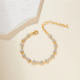 DE Trendy Hot Sale Hiphop Iced Fashion Alloy Crystal Jewelry Skeleton Bone Charm Pendant Anklet Bracelet Bangle Chain