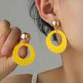 European and American Style Gold Metal Big Hollow Round Circle Drop Women Earrings Jewelry