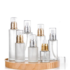 Luxury 100ml 120ml Lotion Pump Packaging Frosted Skin Care Set Cosmetics 50ml Glass Serum Bottles and Skincare Glass Jar 50G