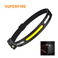 Portable Camping Headlamp 230 Degree COB Beam Rechargeable 350 Lumen LED Waterproof IP55 USB Charging Dimmable Fishing for