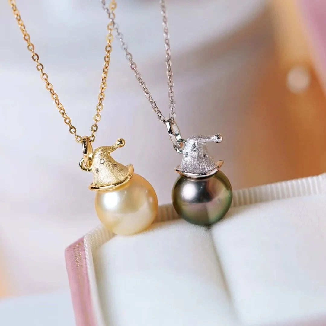 P1642 11-12mm DIY Natural  Freshwater Pearl Charm Pendant Necklace Accessory 925 Sterling Silver Jewelry for Women Without Chain