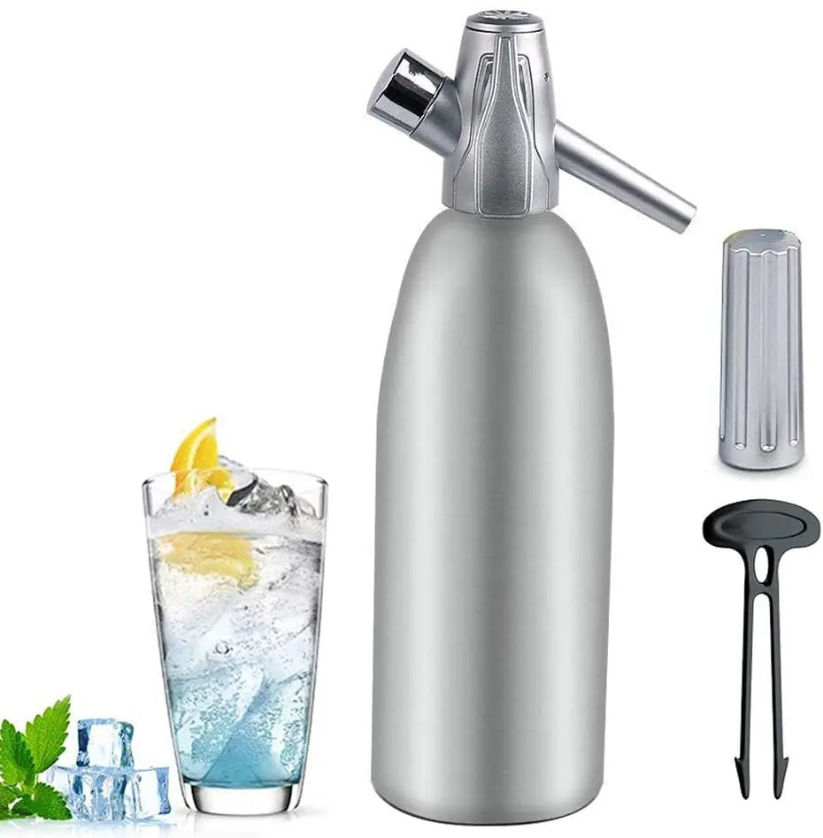 Sliver Soda Siphon CO2 Dispenser Water Bubble Generator Cool Drink Cocktail Aluminum Home Bar DIY Soda Maker