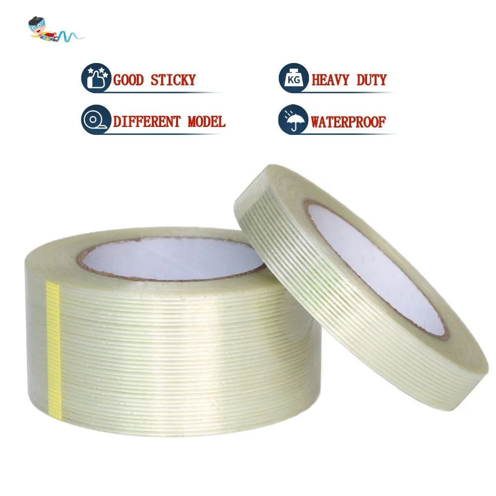 2- Recyclable Heavy Duty Straight Shape Fiber Fiberglass Reinforced Filament Strapping Packing Self Adhesive Tape
