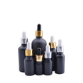 Custom Made No MOQ Frosted Matte Black Glass Dropper Bottle 10ml 30ml for Beard Essential Oil Hair Oil Hot Sale
