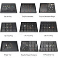 Black PU Leather Jewelry Tray Exhibition Display Rack Props for Ring Earrings Pendant Necklace