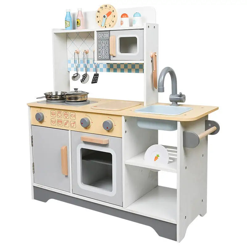 Preschool Children's Wooden Role Play Simulation Kitchen Set Game Educational Pretend Cooking Food Gift Toys for Girls Kids