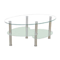 Cheap Modern Extendable Oval Tempered Glass Top Coffee Table with Stainless Steel Legs for Living Room Furniture