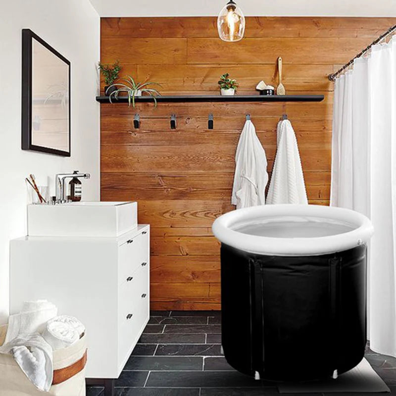 Black Customized PVC Foldable Bathtub Portable Hot Bath Tub with Lid for Adults Foldable Indoor Bathroom Use