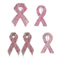 Rhinestone Enamel Breast Cancer Awareness Pink Ribbon Brooches Backpack Suit Hat Clothes Tie Scarf Button Badge Lapel Pin Brooch