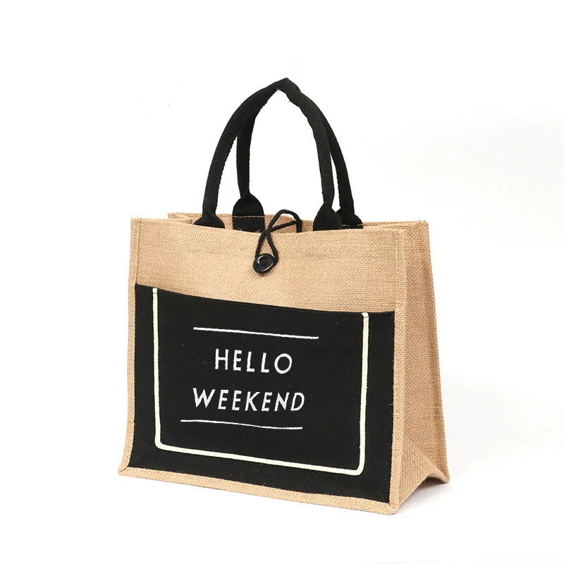 Eco-Friendly Jute Cloth Hand-Drawn Logo Printed Bag Coarse Linen Shopping Gift Bag with Letter Pattern Cotton Bags Product
