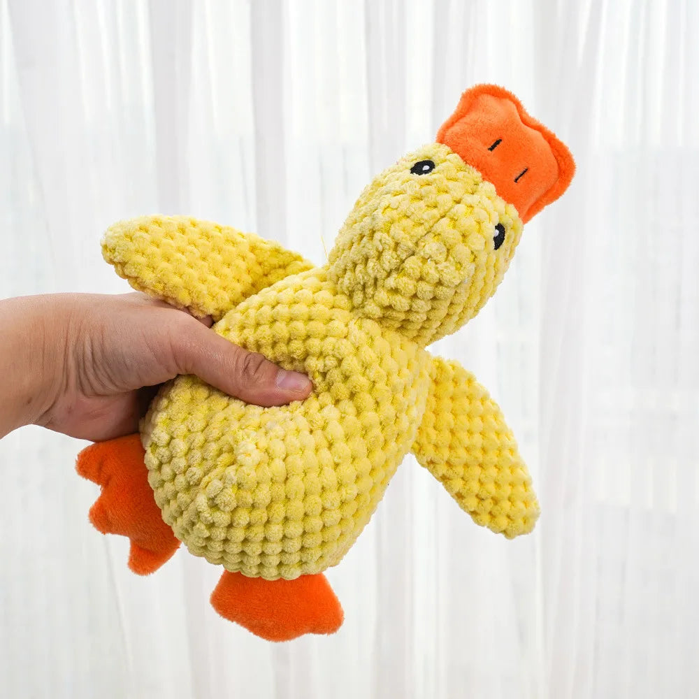 Wholesale Fun Sustainable Suede Material Animal Plush Dog Toy Cartoon Style Stuffed Duck with Squeaky Feature Dog Chew Toy
