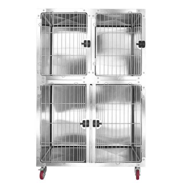 KA-509S Aeolus Fully 304 Stainless Steel Dog Cage with Rounded Corner Wire Solid Pattern Animal Cage