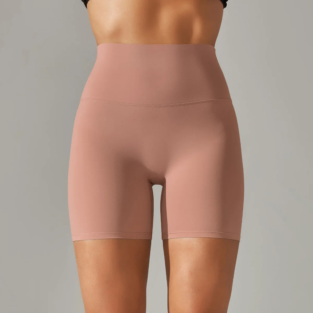 Women's New Solid Color Elastic Waist Yoga Shorts Double Sanded Three-Point Tight Pants Plus Size Fitness Sets Breathable