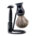 ZY Shaving Razor Kit for Men Safety RazorShaving Stand and Brush Black Shaving Razor Set