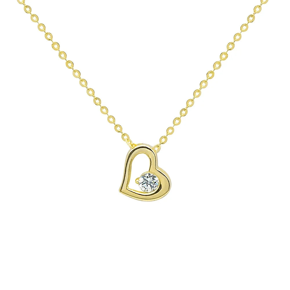 18K Gold Plated 925 Sterling Silver Delicate Minimalist Necklace Accessory Heart Pendant Necklace Minimalist