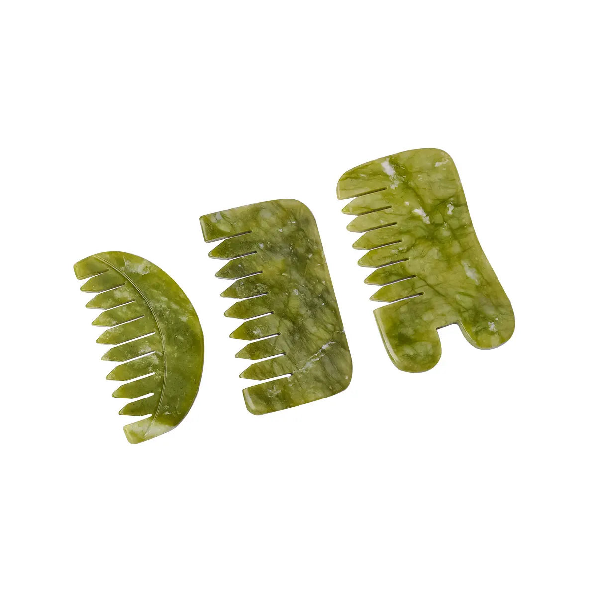 Wholesale Natural Crystal Xiuyan Jade Carfts Green Hair Brush Gua Sha Comb for Gifts
