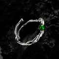 ICEBELA Jewelry 925 Sterling Silver Niche Design Hand Made Emerald Enamel Female Opening Irregular Texture Stacked Wear Ring